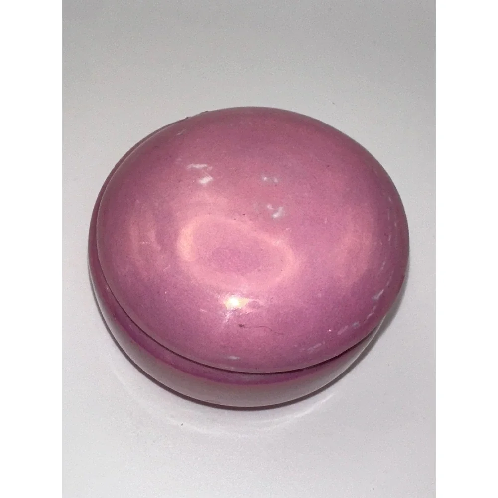 Vintage Czechoslovakia‎ Pink Iridescent Luster Ceramic Trinket Box Round Lidded